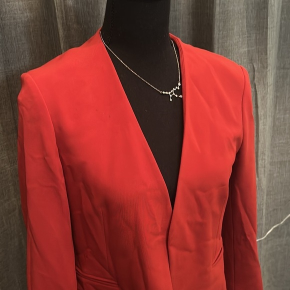 Fuchsia Theory Open Front Faux Pocket Blazer - Picture 2 of 5